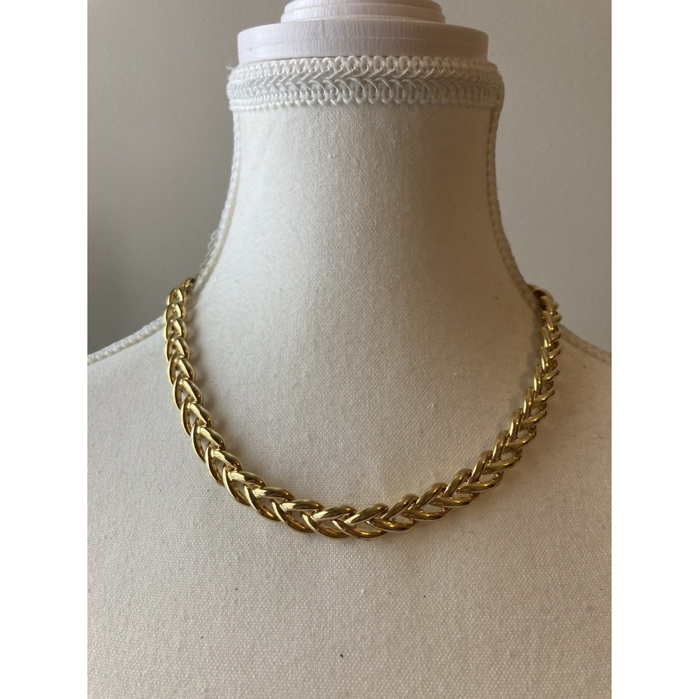 Gold‎ Tone Curb Chain Choker Necklace Chunky Runway Glam Couture Modern